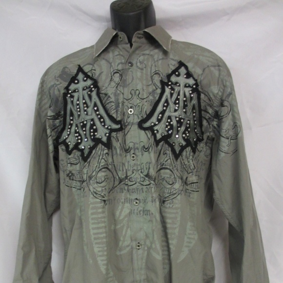 Roar Mens Enough Excuses Button Down Shirt Gray - Picture 1 of 8